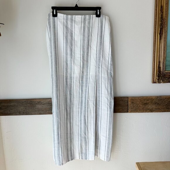 ASOS Design Maxi Skirt Lightweight Cotton Polyester Blend 10 White Gray Stripes - Picture 4 of 10